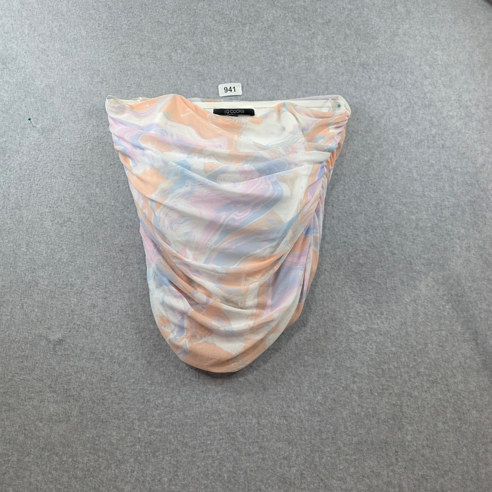 19 Cooper Womens Strapless Mesh Ruched Marble Print Cowl Neck‎ Tube Top Large